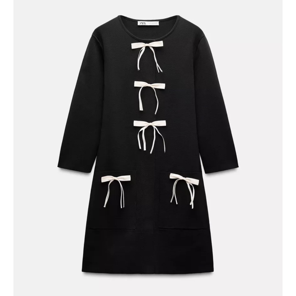 Zara Black Dress with Pink Bows